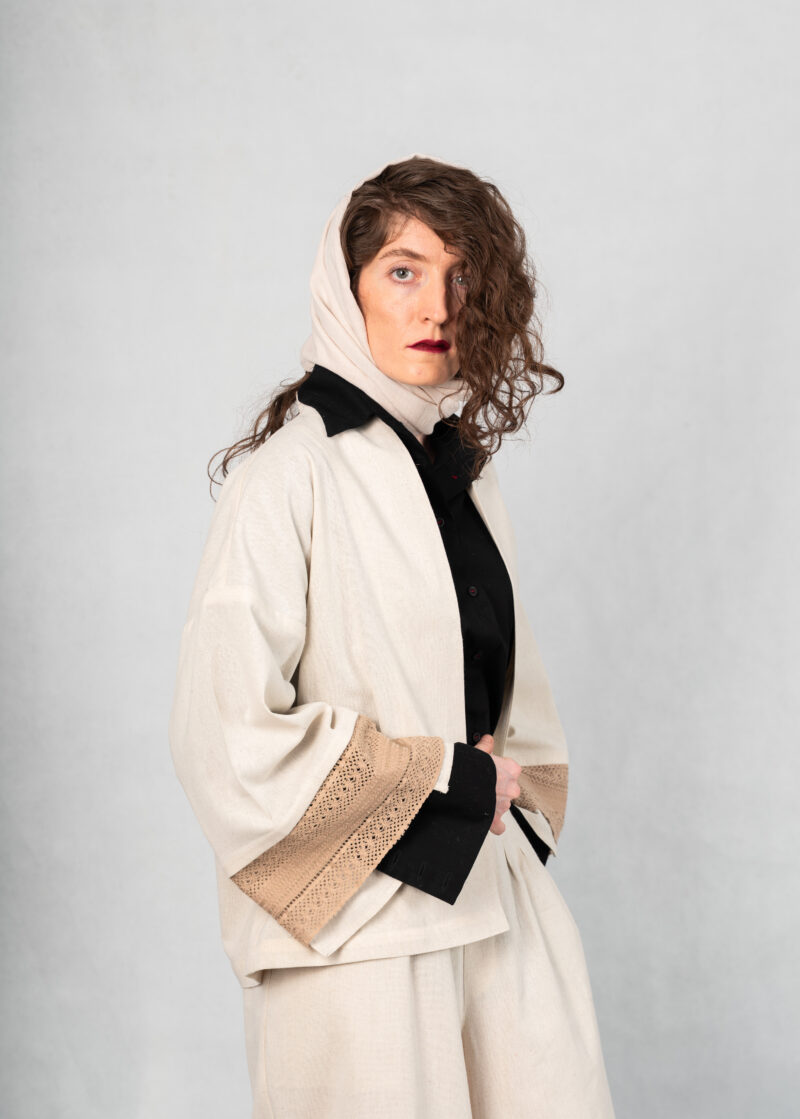 کت لینن زنانه FOO - KHAKI