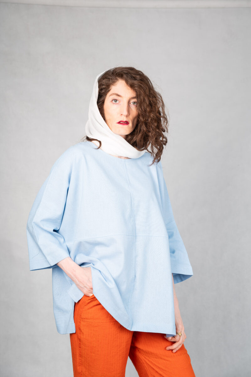 بلوز لینن زنانه VIOLA - DARK PASTEL BLUE