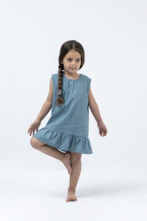 پیراهن لینن بچه گانه TANIA - MYSTIC TEAL, 4سال